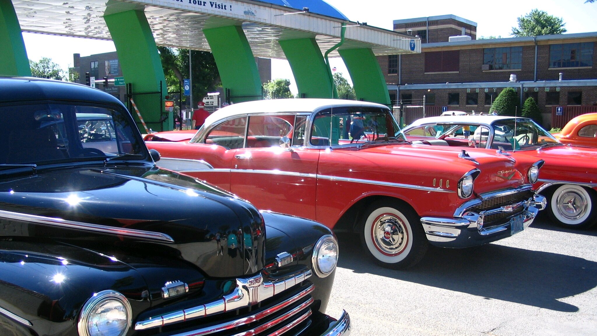 classic cars lined up at the Minnesota State Fairgrounds during Back to the Fifties weekend.
