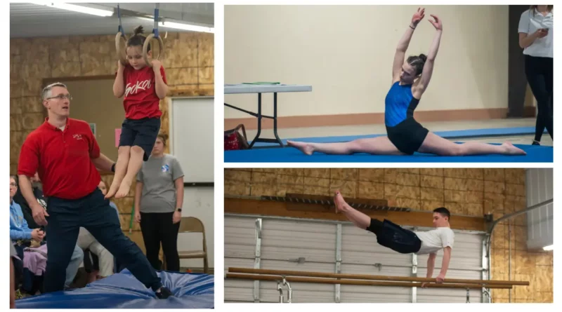 Gymnasts Landyn (above), Amari (top right) and Jas (bottom right) compete in Crete, NE at Sokol Western District Competition. Photo Credit Elisha May Jacobsen.