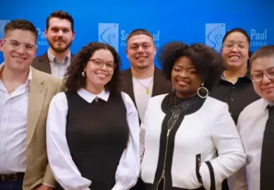 St. Paul Board of Education Members (front row, from left) Yusef Carrillo, Halla Henderson, Erica Valliant, Jim Vue, (back row) Uriah Ward, Carlo Franco and Chauntyll Allen.