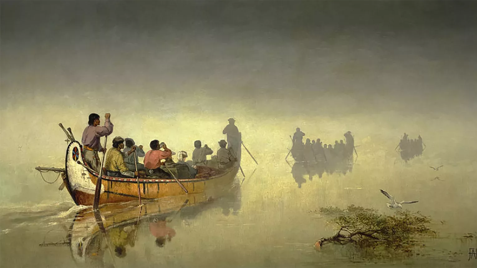 Canoes in Fog, Lake Superior. Image 1869 Glenbow Museum-Frances Anne Hopkins.