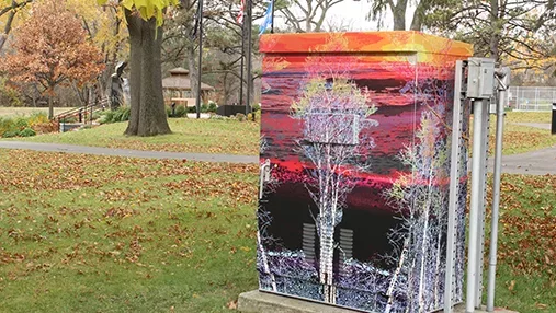 An example of a wrapped utility box in Edina, MN. Photo courtesy City of Edina.