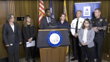 Mayor Melvin Carter and department leaders provide a briefing on the digital security incident July 29, 2025.
