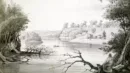 Seth Eastman’s 1848 view to the west of the Lower Landing and Midtown of Saint Paul. Credit: Image MNHS