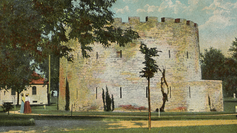 A painting of the Round Tower at Fort Snelling.