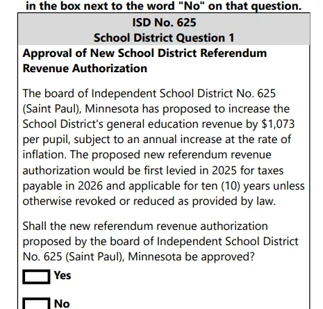 Full Text of the 2025 SPPS Referendum to approve $37 million annually over the next 10 years.