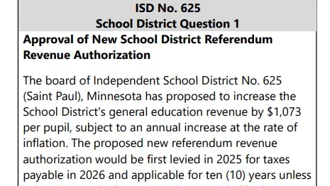 Full Text of the 2025 SPPS Referendum to approve $37 million annually over the next 10 years.
