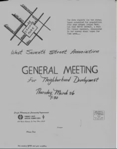 March 1, 1970 front page of the West 7th St. Association Newsletter