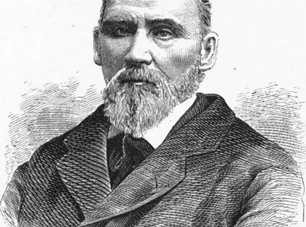 An etching of John Irvine from Oakland Cemetery, St. Paul, Minn.