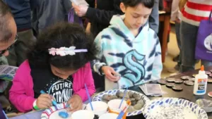 Young people making crafts at the St. Paul Public Library.