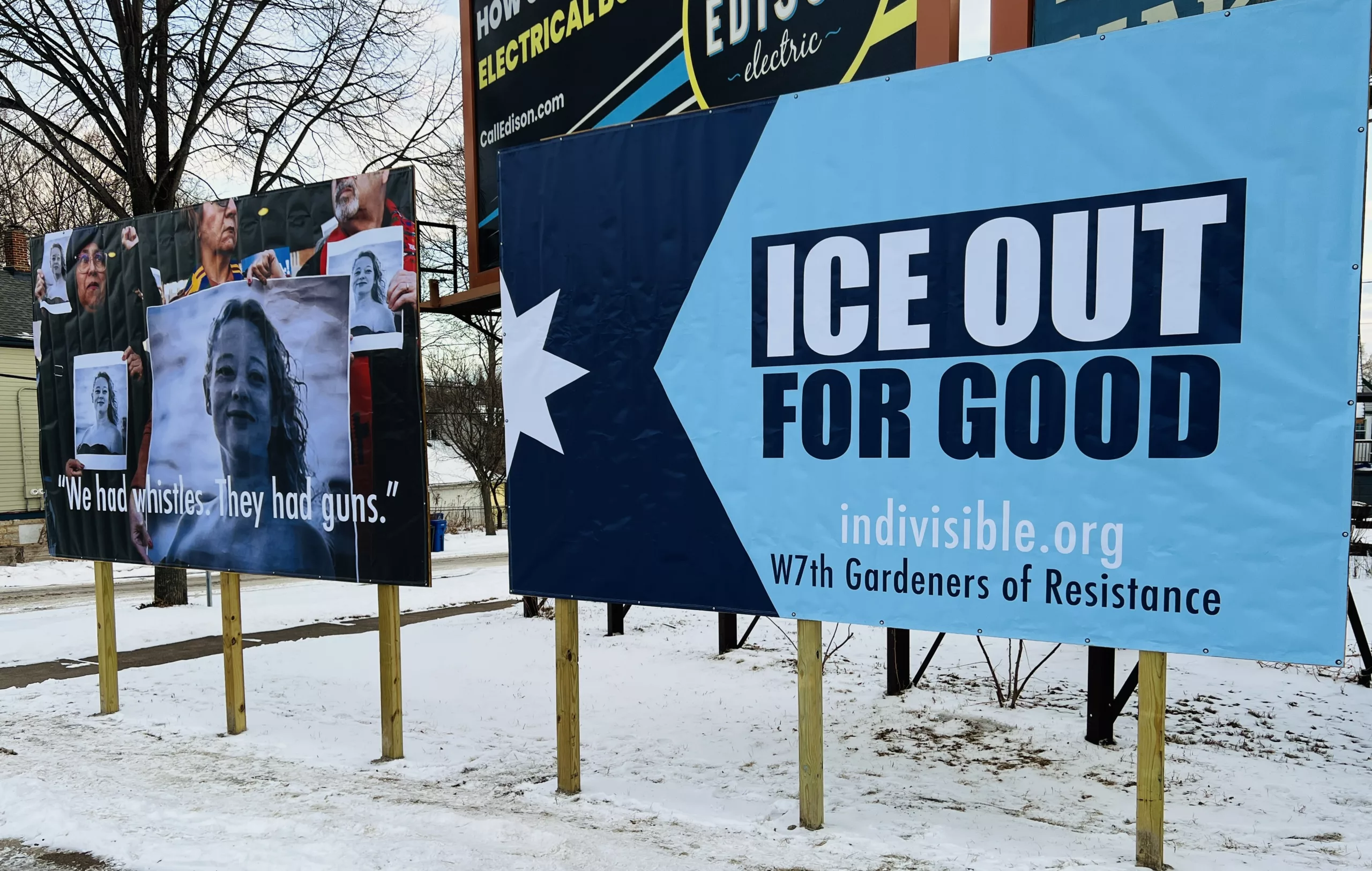 Billboards Protesting ICE Pop Up on West 7th