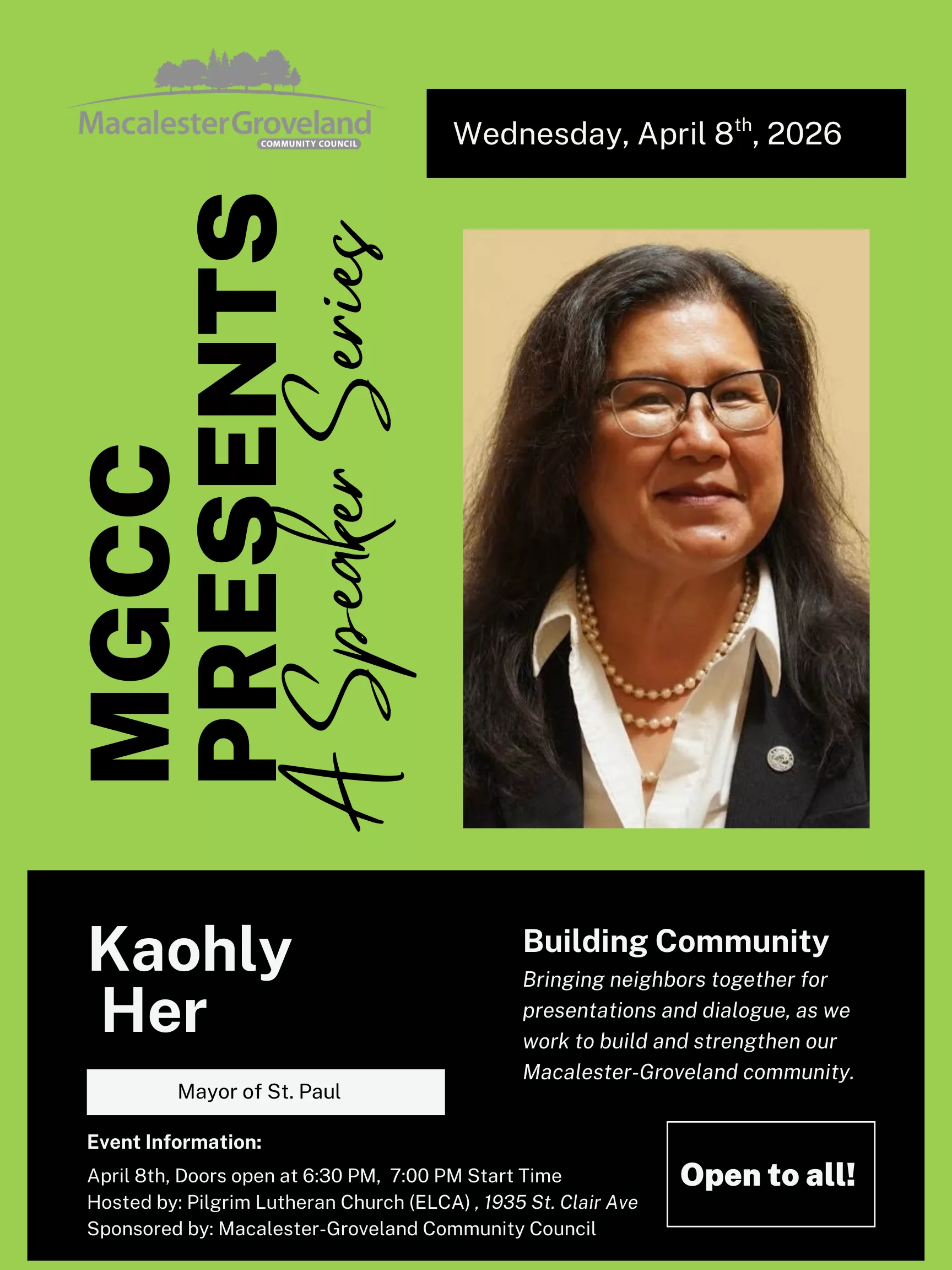 Macalester-Groveland Speaker Series: Mayor Kaohly Her