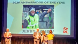 Jerry Agnew was recognized as the first Downtown Improvement District Ambassador of the Year on May 6 at the St. Paul Downtown Alliance annual meeting. 