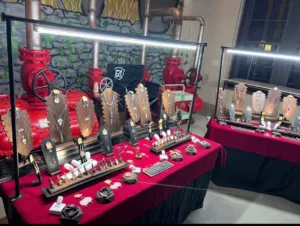Some of Jean's jewelry for sale at the Schmidt Art Crawl.