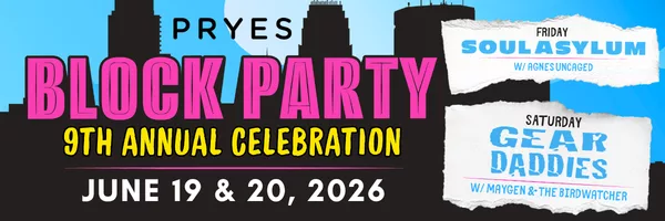 Pryes Side Lot Concert Series June 19-20, 2026. Pryes Brewing Company. $40.50-$84.